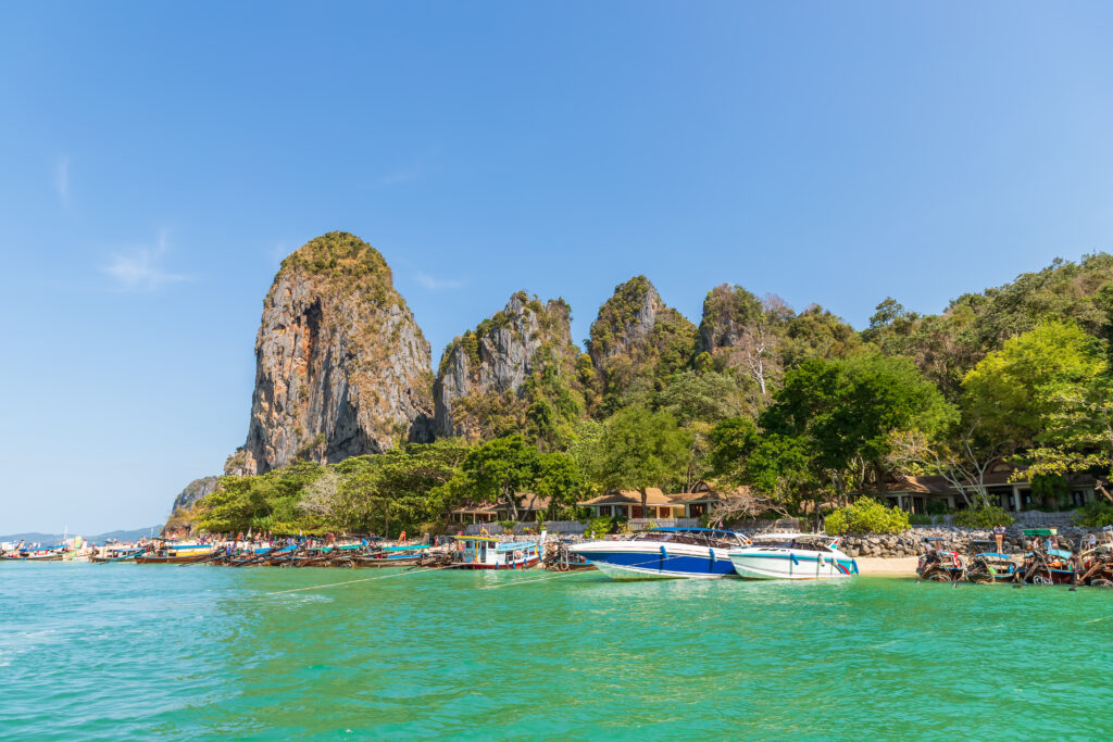 Beautiful clear turquoise blue sea at Ao Phra Nang near Railay beach, Krabi, Thailand